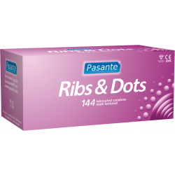 Pasante Ribs and Dots - preservativi stimolanti 144 pezzi